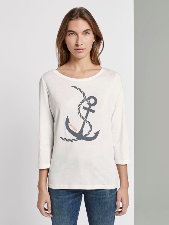 Maritimes Langarmshirt - Frauen - Whisper White Maritimes Langarmshirt - Frauen - Whisper White - 1 - TOM TAILOR
