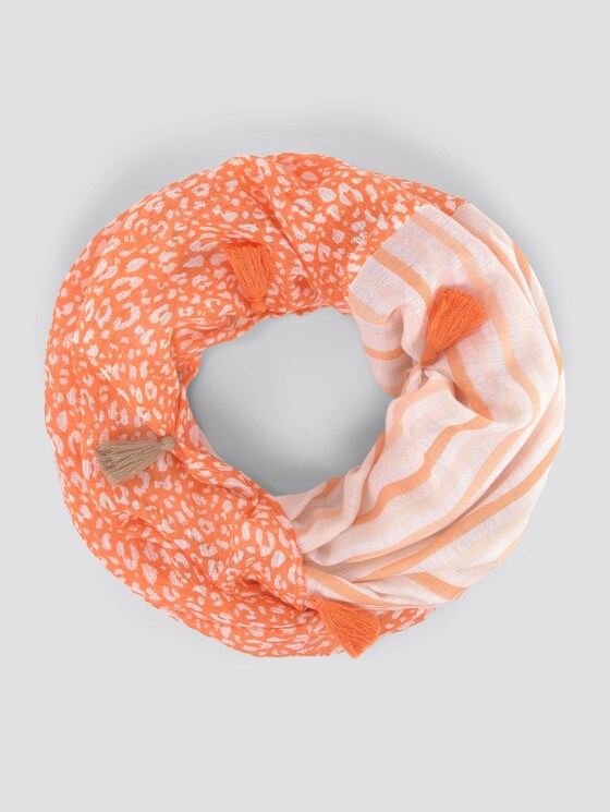 Gemusterter Schal mit Tasseln - Frauen - melon small leo design Gemusterter Schal mit Tasseln - Frauen - melon small leo design - 7 - TOM TAILOR