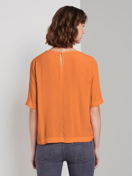 elegantes T-Shirt aus Crêpe - Frauen - fruity melon orange elegantes T-Shirt aus Crêpe - Frauen - fruity melon orange - 2 - TOM TAILOR