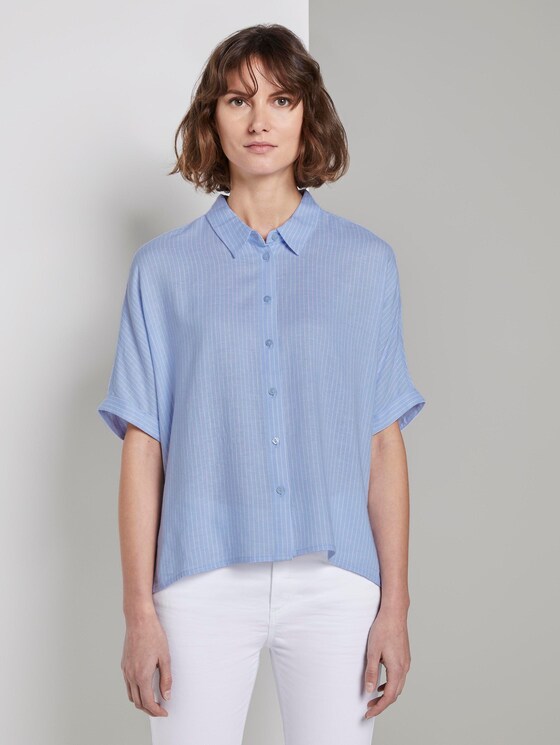 Loose striped shirt blouse - Women - blue white vertical stripe Loose striped shirt blouse - Women - blue white vertical stripe - 1 - TOM TAILOR