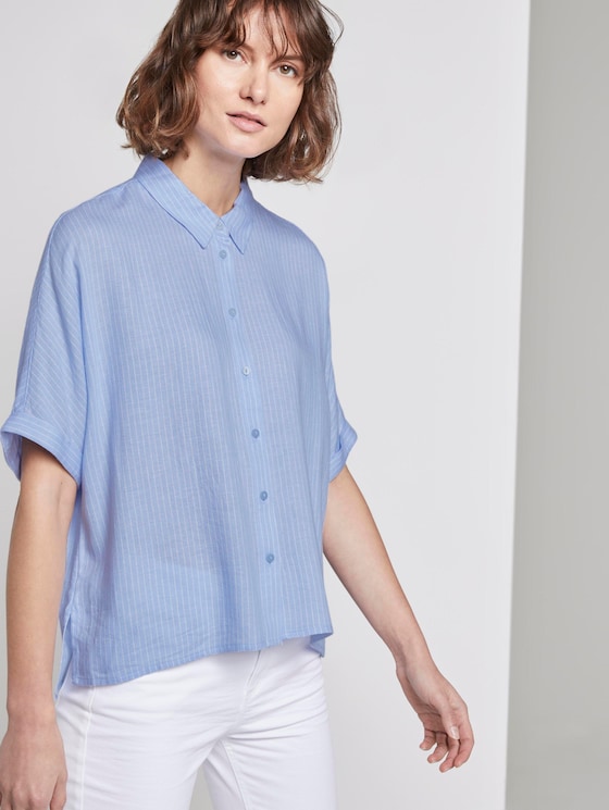 Lockere gestreifte Hemdbluse - Frauen - blue white vertical stripe - 5 - TOM TAILOR