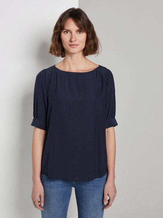 Bluse mit gerafften Ärmeln - Frauen - Sky Captain Blue Bluse mit gerafften Ärmeln - Frauen - Sky Captain Blue - 1 - TOM TAILOR