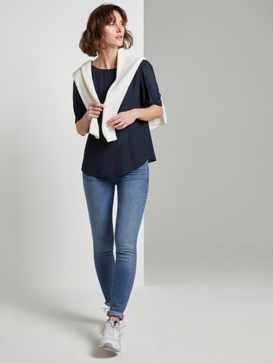 Bluse mit gerafften Ärmeln - Frauen - Sky Captain Blue Bluse mit gerafften Ärmeln - Frauen - Sky Captain Blue - 3 - TOM TAILOR