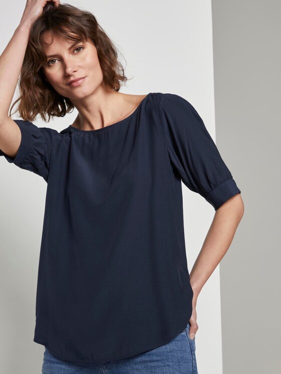 Bluse mit gerafften Ärmeln - Frauen - Sky Captain Blue Bluse mit gerafften Ärmeln - Frauen - Sky Captain Blue - 5 - TOM TAILOR
