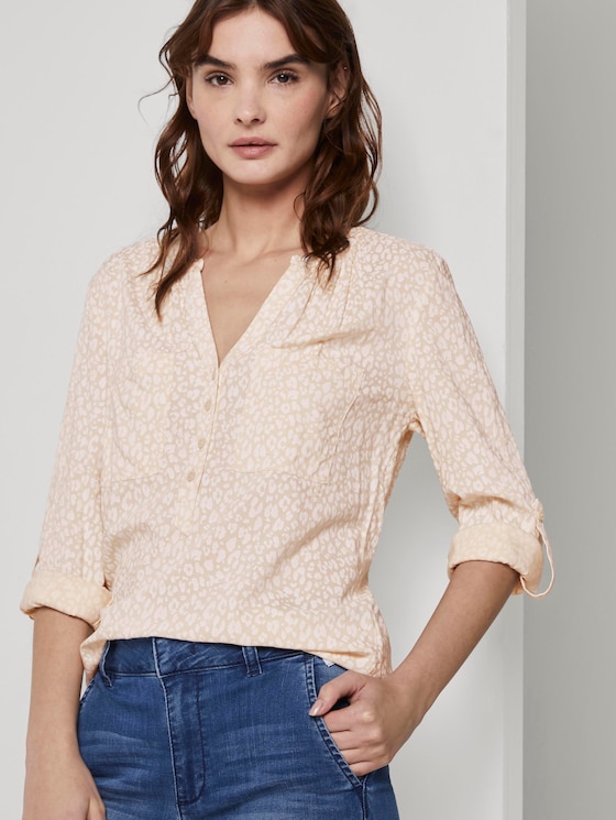 Langärmlige Bluse mit ganzflächigem Muster - Frauen - beige small leo design Langärmlige Bluse mit ganzflächigem Muster - Frauen - beige small leo design - 5 - TOM TAILOR