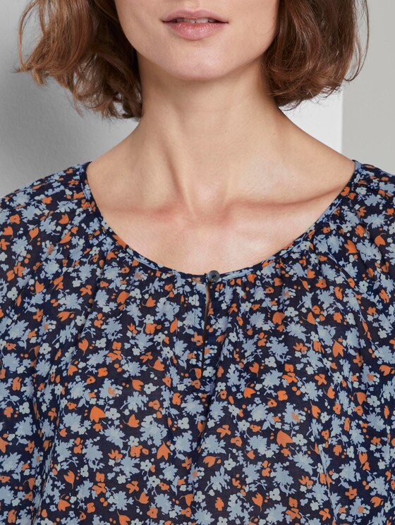 Bluse mit Raffungen - Frauen - navy floral design Bluse mit Raffungen - Frauen - navy floral design - 10 - TOM TAILOR