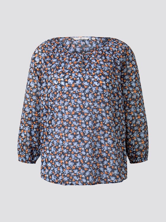 Bluse mit Raffungen - Frauen - navy floral design Bluse mit Raffungen - Frauen - navy floral design - 7 - TOM TAILOR