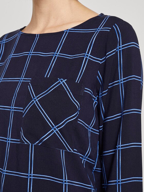 Karierte Bluse mit Brusttasche - Frauen - navy blue grid check Karierte Bluse mit Brusttasche - Frauen - navy blue grid check - 10 - TOM TAILOR