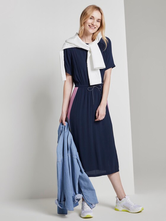 Midikleid mit Tunnelzug an der Taille - Frauen - Real Navy Blue Midikleid mit Tunnelzug an der Taille - Frauen - Real Navy Blue - 3 - TOM TAILOR Denim
