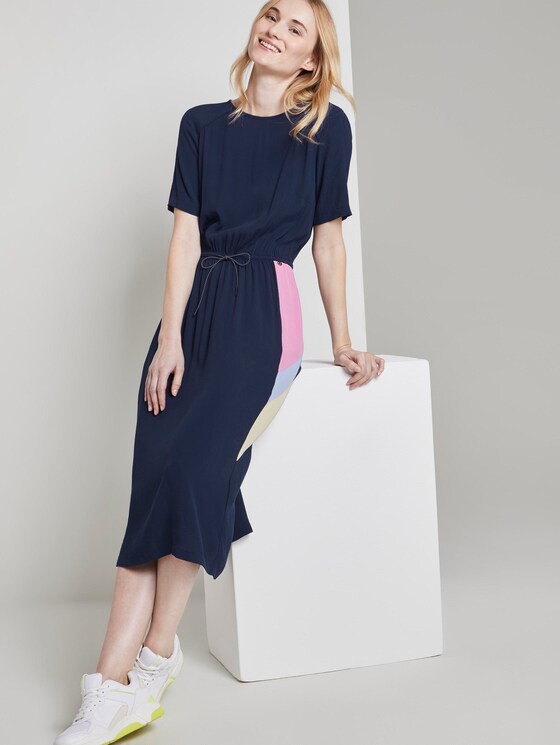 Midikleid mit Tunnelzug an der Taille - Frauen - Real Navy Blue Midikleid mit Tunnelzug an der Taille - Frauen - Real Navy Blue - 5 - TOM TAILOR Denim
