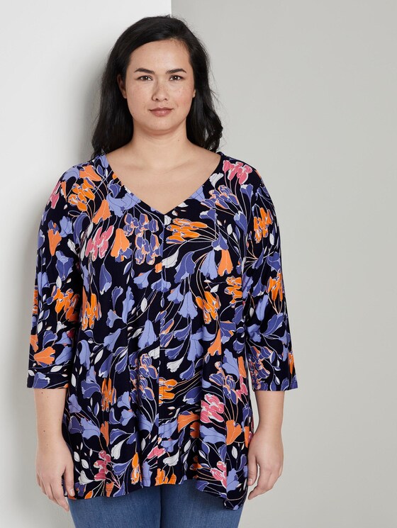 Longshirt mit Blumenmuster - Frauen - colorful blue flower print Longshirt mit Blumenmuster - Frauen - colorful blue flower print - 1 - My True Me
