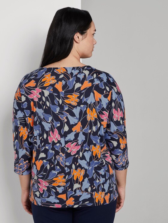 T-Shirt im Wickel-Look - Frauen - colorful blue flower print T-Shirt im Wickel-Look - Frauen - colorful blue flower print - 2 - My True Me