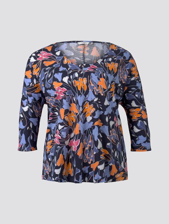 T-Shirt im Wickel-Look - Frauen - colorful blue flower print T-Shirt im Wickel-Look - Frauen - colorful blue flower print - 7 - My True Me