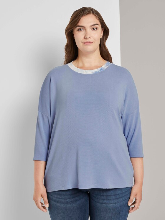 3/4 sleeve shirt with a ribbed collar - Women - Parisienne Blue 3/4 sleeve shirt with a ribbed collar - Women - Parisienne Blue - 1 - My True Me