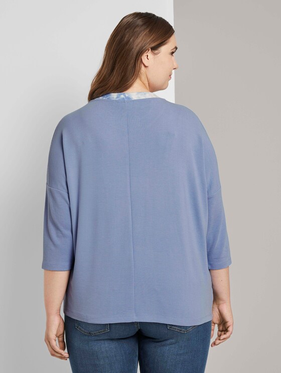 3/4 sleeve shirt with a ribbed collar - Women - Parisienne Blue 3/4 sleeve shirt with a ribbed collar - Women - Parisienne Blue - 2 - My True Me