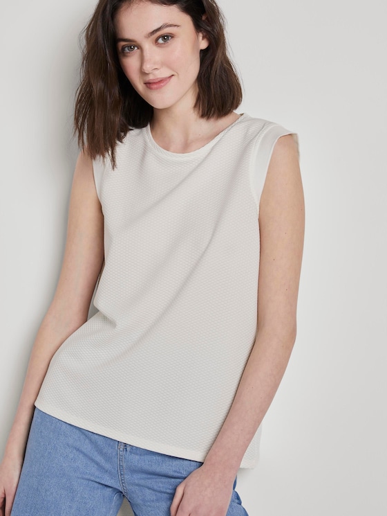 Printed top with wing sleeves - Women - Off White Printed top with wing sleeves - Women - Off White - 5 - TOM TAILOR Denim
