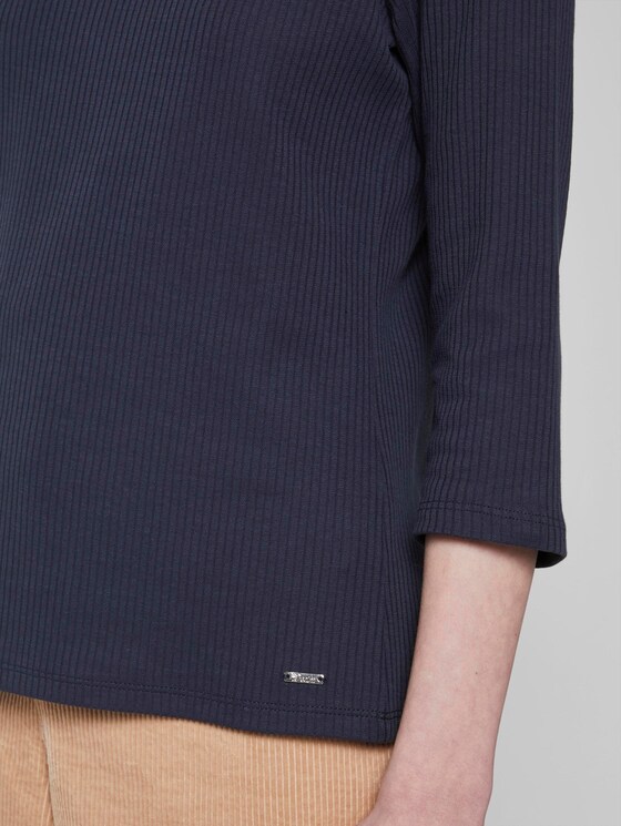 Geripptes Langarmshirt mit Carree-Ausschnitt - Frauen - Real Navy Blue Geripptes Langarmshirt mit Carree-Ausschnitt - Frauen - Real Navy Blue - 10 - TOM TAILOR Denim