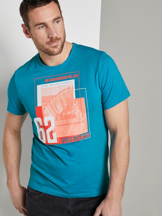 T-Shirt mit Print von Men, teal bay green