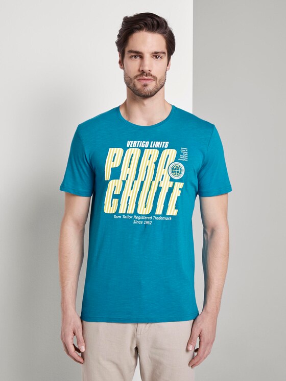 Sportliches T-Shirt mit Print - Männer - teal bay green Sportliches T-Shirt mit Print - Männer - teal bay green - 1 - TOM TAILOR