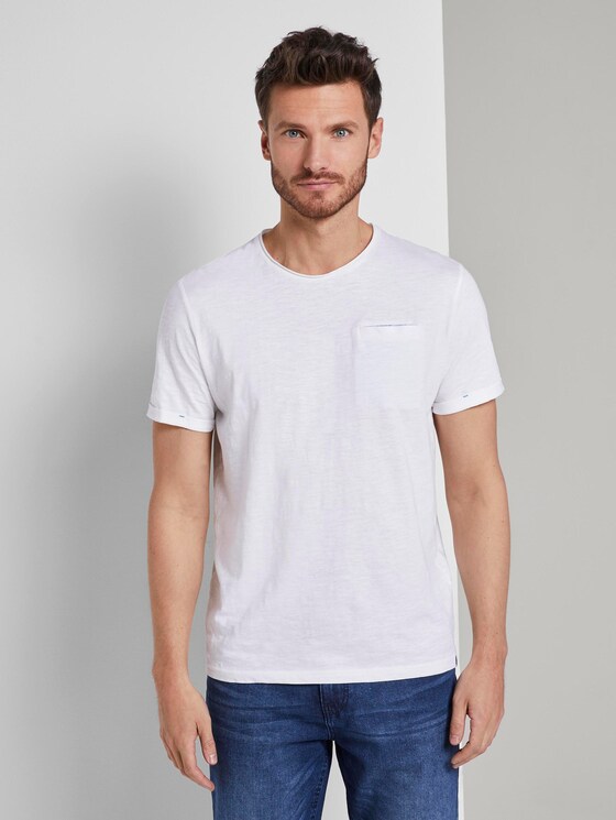 T-Shirt in Melange-Struktur - Männer - White T-Shirt in Melange-Struktur - Männer - White - 1 - TOM TAILOR