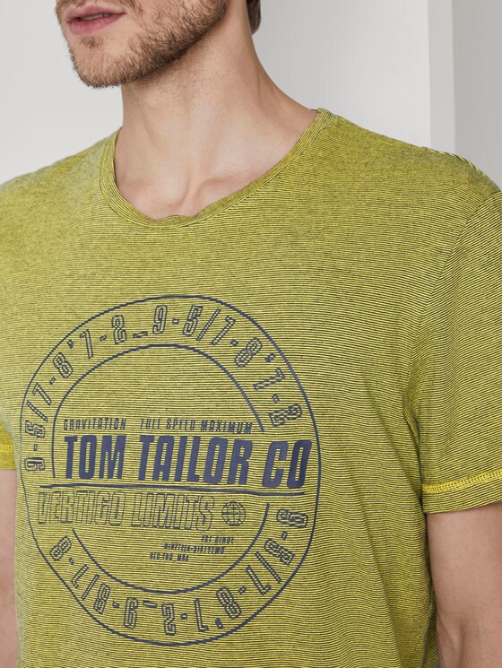 Gestreiftes T-Shirt mit Print - Männer - yellow overdye stripe Gestreiftes T-Shirt mit Print - Männer - yellow overdye stripe - 9 - TOM TAILOR