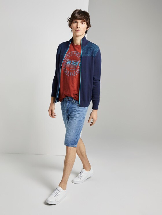 Gestreiftes T-Shirt mit Print - Männer - red overdye stripe Gestreiftes T-Shirt mit Print - Männer - red overdye stripe - 3 - TOM TAILOR