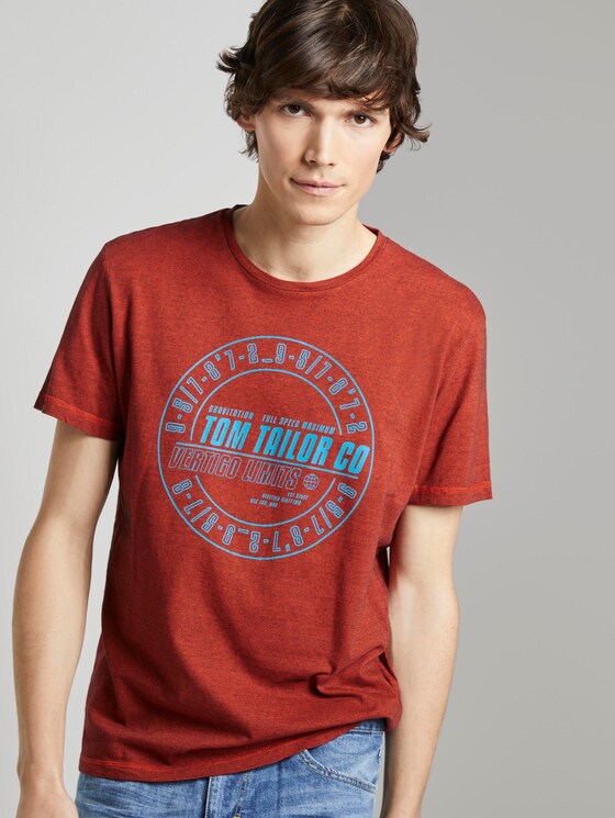 Gestreiftes T-Shirt mit Print - Männer - red overdye stripe Gestreiftes T-Shirt mit Print - Männer - red overdye stripe - 5 - TOM TAILOR