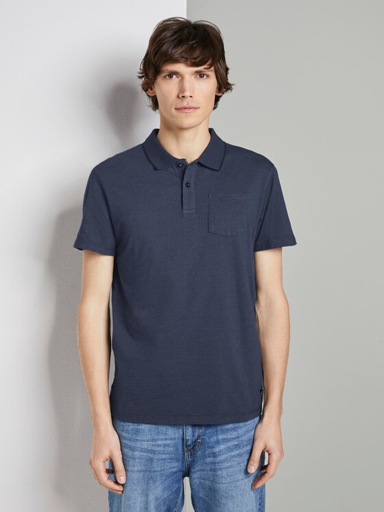 Eingefärbtes Poloshirt mit Streifenmuster - Männer - blue overdye stripe Eingefärbtes Poloshirt mit Streifenmuster - Männer - blue overdye stripe - 1 - TOM TAILOR