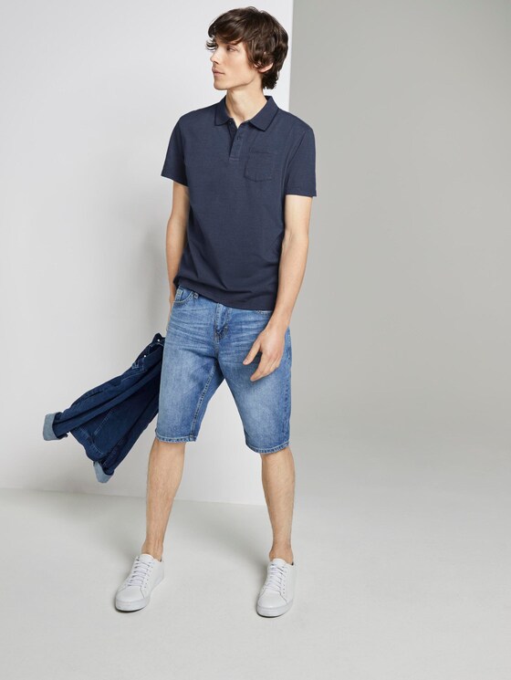 Eingefärbtes Poloshirt mit Streifenmuster - Männer - blue overdye stripe Eingefärbtes Poloshirt mit Streifenmuster - Männer - blue overdye stripe - 3 - TOM TAILOR