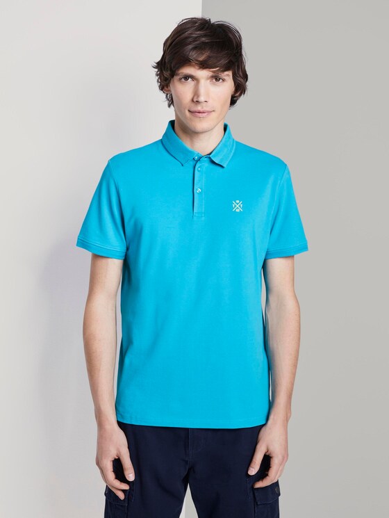 Schlichtes Poloshirt mit kleinem Print - Männer - teal bay green Schlichtes Poloshirt mit kleinem Print - Männer - teal bay green - 1 - TOM TAILOR