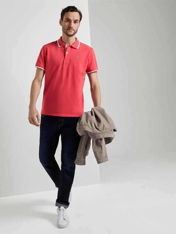 Meliertes Poloshirt - Männer - Brilliant Red Melange Meliertes Poloshirt - Männer - Brilliant Red Melange - 3 - TOM TAILOR