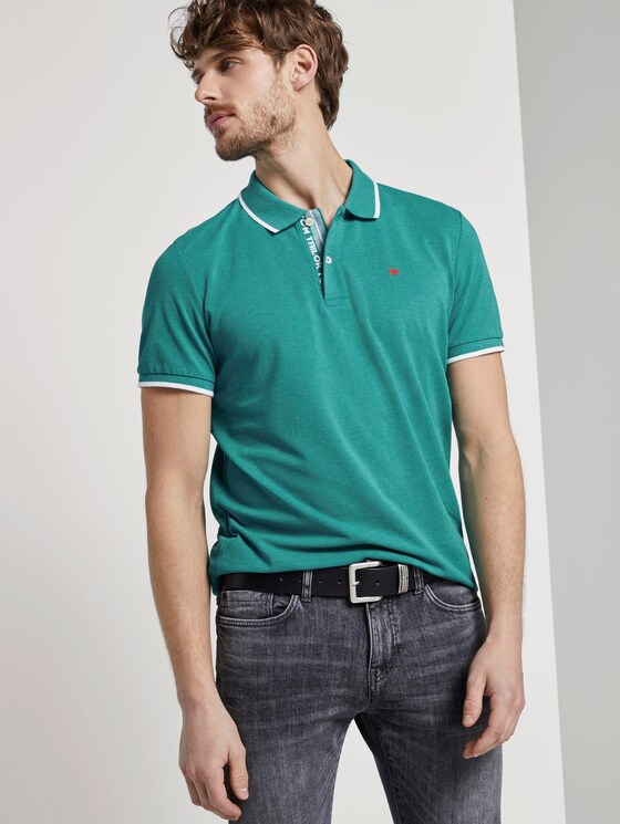 Meliertes Poloshirt - Männer - ever green white melange Meliertes Poloshirt - Männer - ever green white melange - 5 - TOM TAILOR