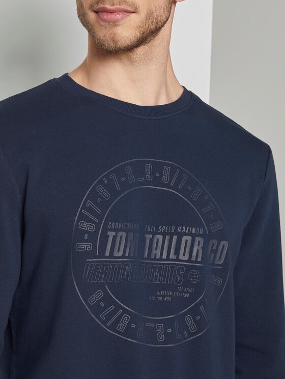 Eingefärbtes Sweatshirt mit Print - Männer - Black Iris Blue Melange Eingefärbtes Sweatshirt mit Print - Männer - Black Iris Blue Melange - 10 - TOM TAILOR