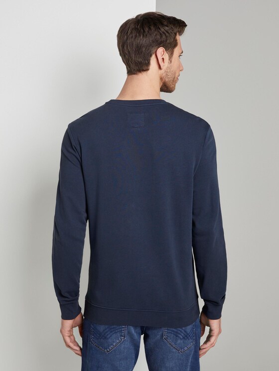 Eingefärbtes Sweatshirt mit Print - Männer - Black Iris Blue Melange Eingefärbtes Sweatshirt mit Print - Männer - Black Iris Blue Melange - 2 - TOM TAILOR
