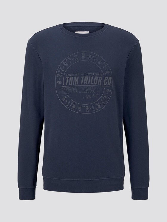 Eingefärbtes Sweatshirt mit Print - Männer - Black Iris Blue Melange Eingefärbtes Sweatshirt mit Print - Männer - Black Iris Blue Melange - 7 - TOM TAILOR