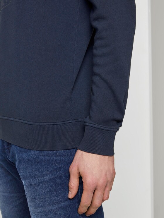 Eingefärbtes Sweatshirt mit Print - Männer - Black Iris Blue Melange Eingefärbtes Sweatshirt mit Print - Männer - Black Iris Blue Melange - 9 - TOM TAILOR