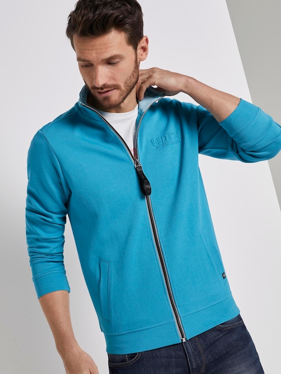 Sweat zippé à capuche avec col montant par Men, teal bay green