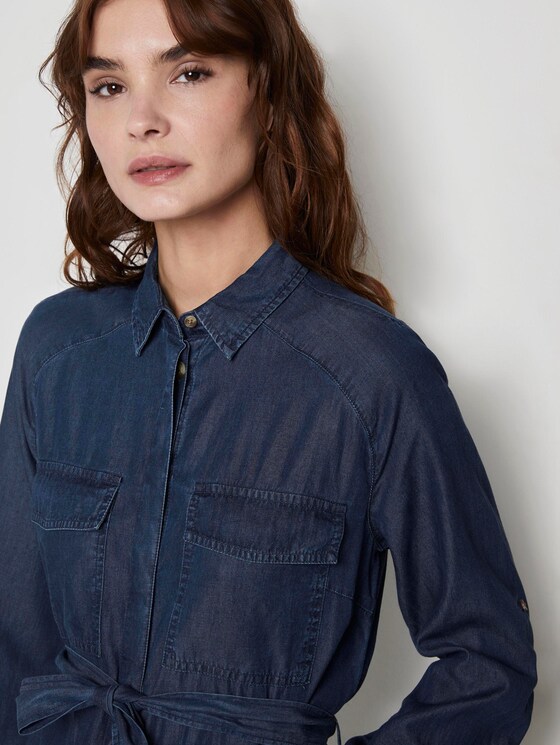 Denim dress with a tie belt - Women - Blue Denim Denim dress with a tie belt - Women - Blue Denim - 10 - TOM TAILOR