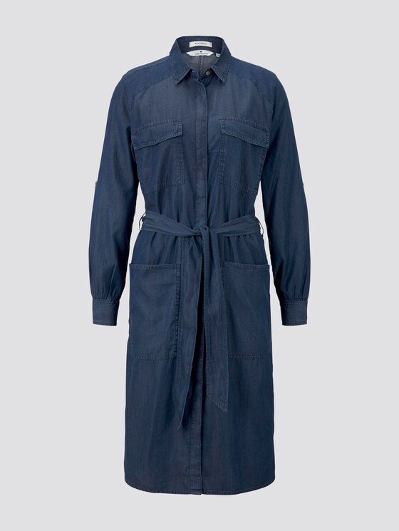 Denim dress with a tie belt - Women - Blue Denim Denim dress with a tie belt - Women - Blue Denim - 7 - TOM TAILOR