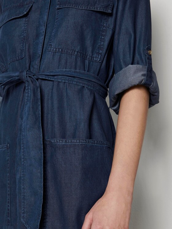 Denim dress with a tie belt - Women - Blue Denim Denim dress with a tie belt - Women - Blue Denim - 9 - TOM TAILOR