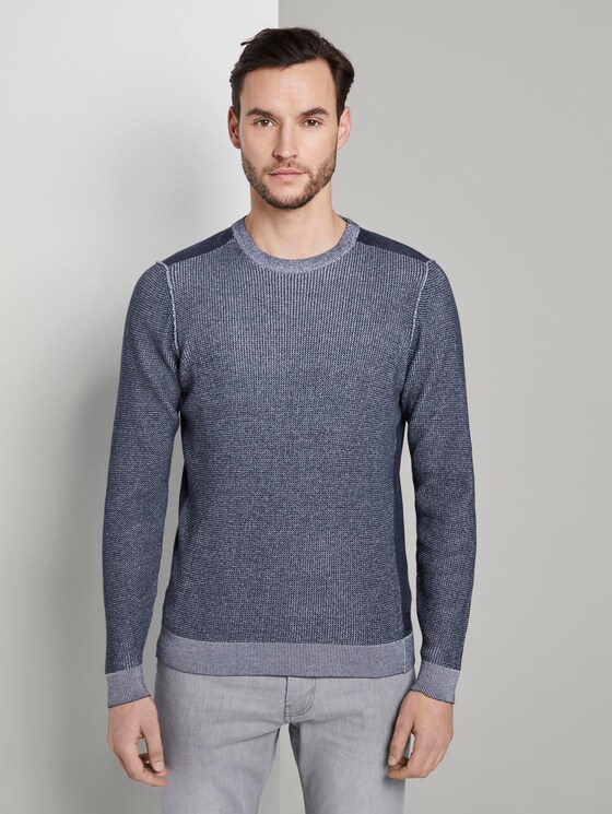 Strickpullover im Strukturmix - Männer - Black Iris Blue Strickpullover im Strukturmix - Männer - Black Iris Blue - 1 - TOM TAILOR