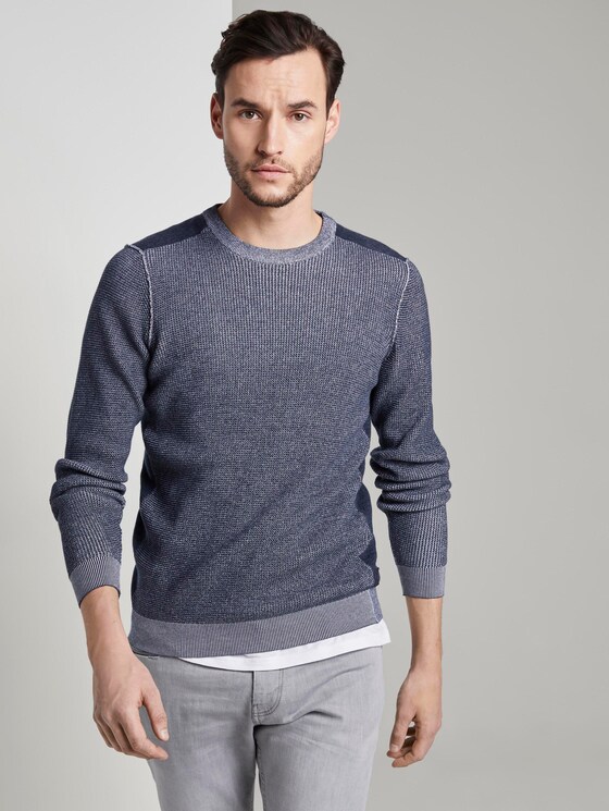 Strickpullover im Strukturmix - Männer - Black Iris Blue Strickpullover im Strukturmix - Männer - Black Iris Blue - 5 - TOM TAILOR