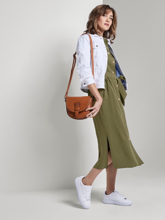 Blouse dress with a tie belt in midi length - Women - Woodland Green Blouse dress with a tie belt in midi length - Women - Woodland Green - 3 - TOM TAILOR