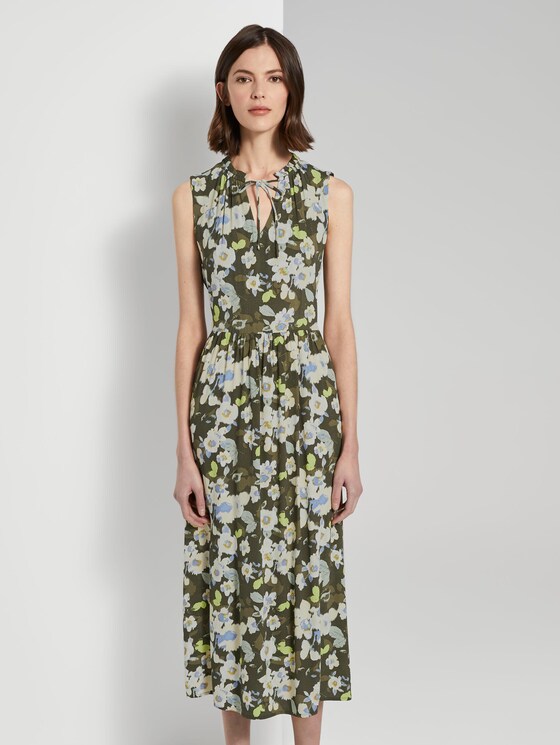 Sleeveless maxi dress with a pattern - Women - khaki floral design Sleeveless maxi dress with a pattern - Women - khaki floral design - 1 - TOM TAILOR