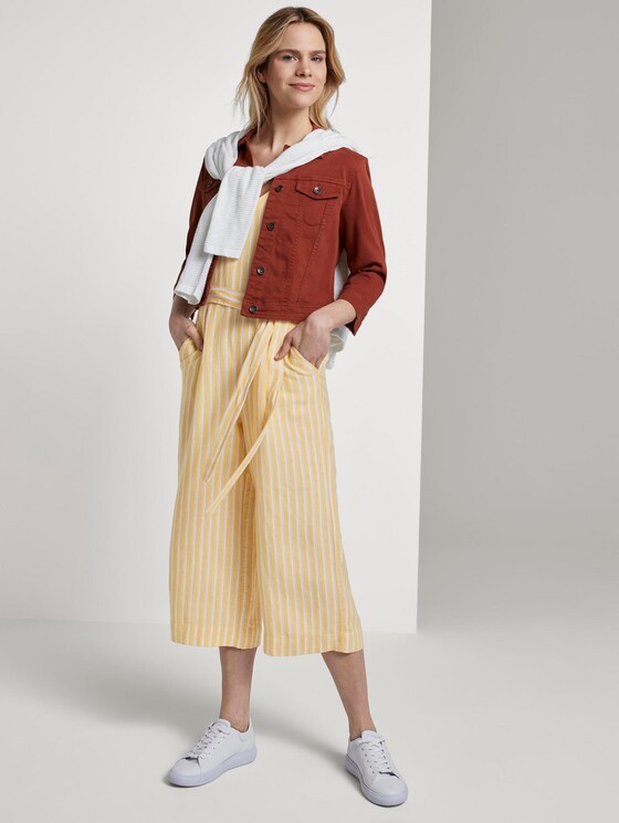 Ärmelloser Jumpsuit mit Streifenmuster und Gürtel - Frauen - yellow offwhite stripe Ärmelloser Jumpsuit mit Streifenmuster und Gürtel - Frauen - yellow offwhite stripe - 3 - TOM TAILOR