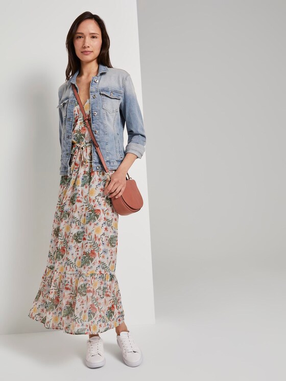 Maxi Trägerkleid mit tropischem Print - Frauen - white watercolor flower design Maxi Trägerkleid mit tropischem Print - Frauen - white watercolor flower design - 3 - TOM TAILOR
