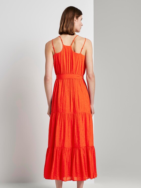 Maxi Trägerkleid mit Volants - Frauen - strong flame orange Maxi Trägerkleid mit Volants - Frauen - strong flame orange - 2 - TOM TAILOR