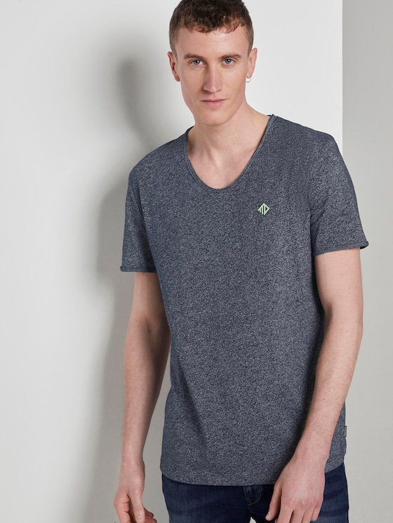 Strukturiertes T-Shirt mit V-Ausschnitt - Männer - Sky Captain Blue Non-Solid Strukturiertes T-Shirt mit V-Ausschnitt - Männer - Sky Captain Blue Non-Solid - 5 - TOM TAILOR Denim