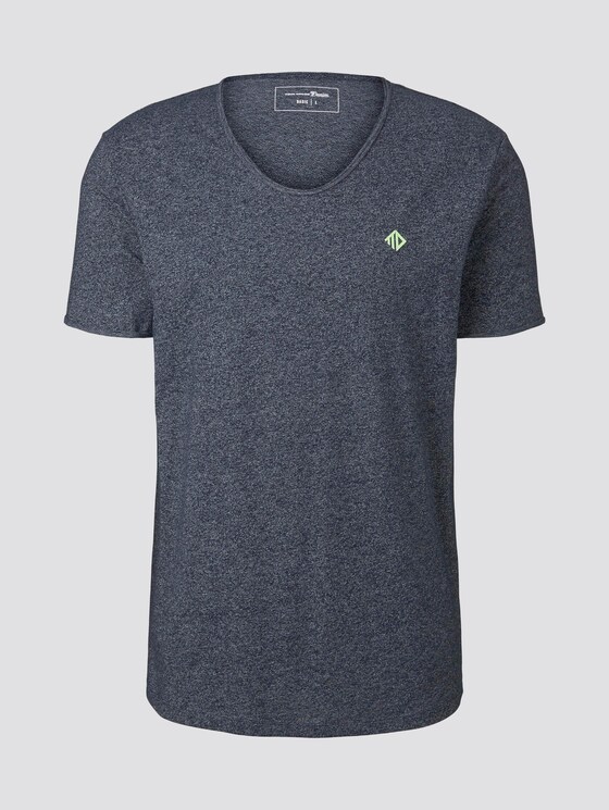 Strukturiertes T-Shirt mit V-Ausschnitt - Männer - Sky Captain Blue Non-Solid Strukturiertes T-Shirt mit V-Ausschnitt - Männer - Sky Captain Blue Non-Solid - 7 - TOM TAILOR Denim