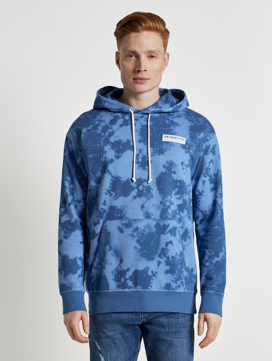 Hoodie in batik look - Mannen - blue big batik print Hoodie in batik look - Mannen - blue big batik print - 1 - TOM TAILOR Denim